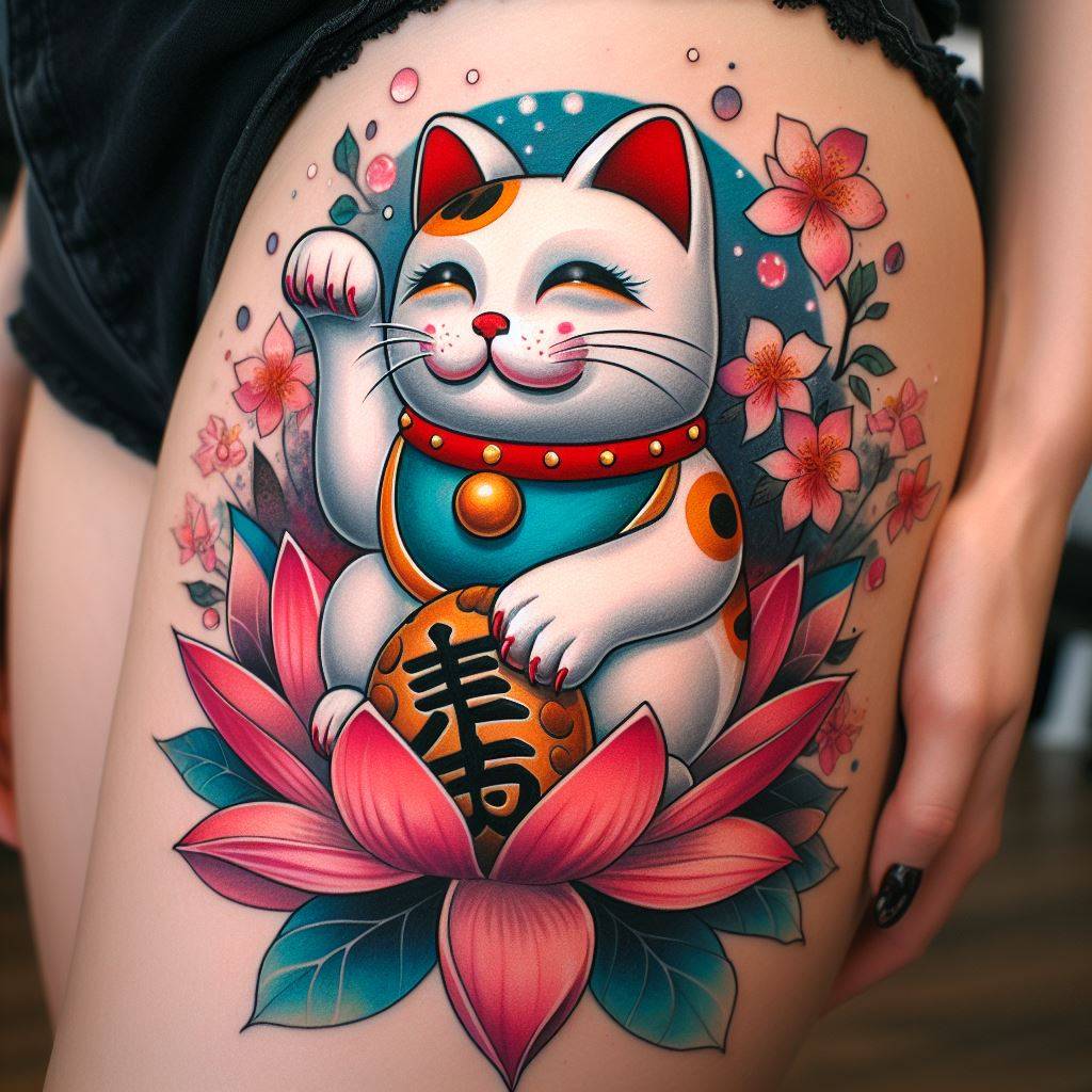 Lucky Cat Tattoo 13