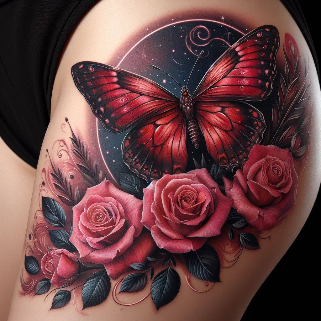 Rose Butterfly Tattoo 6