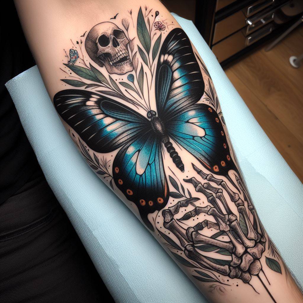 Skeleton Butterfly Tattoo 13