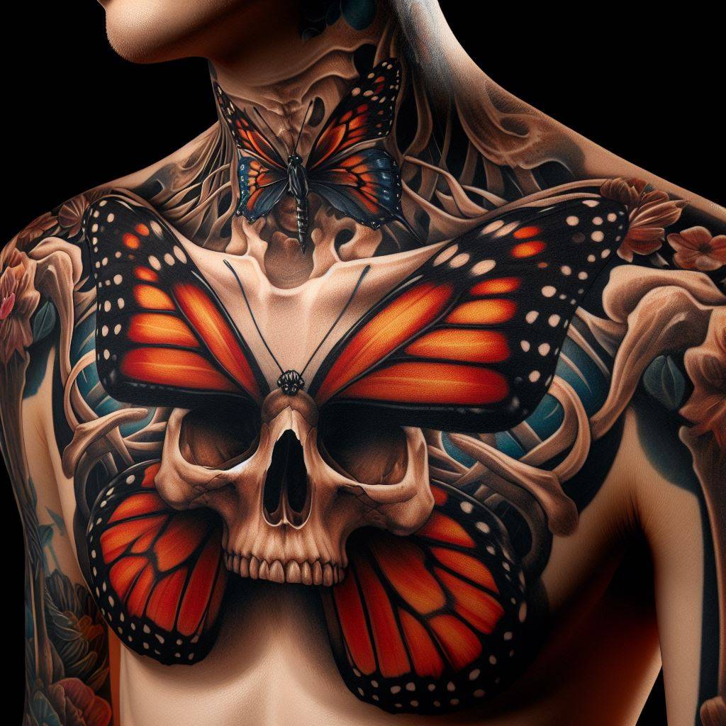 Skull Butterfly Tattoo 8