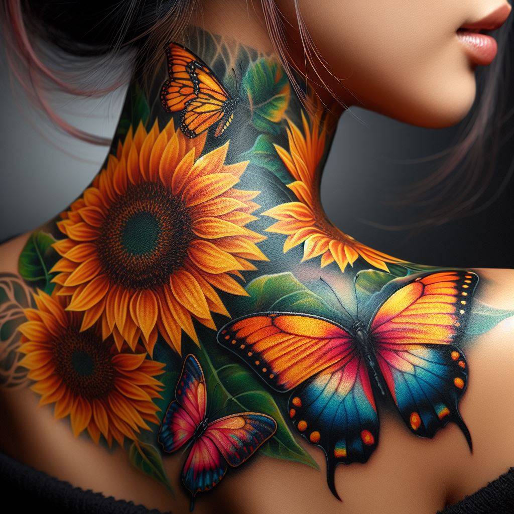 Sunflower Butterfly Tattoo 10