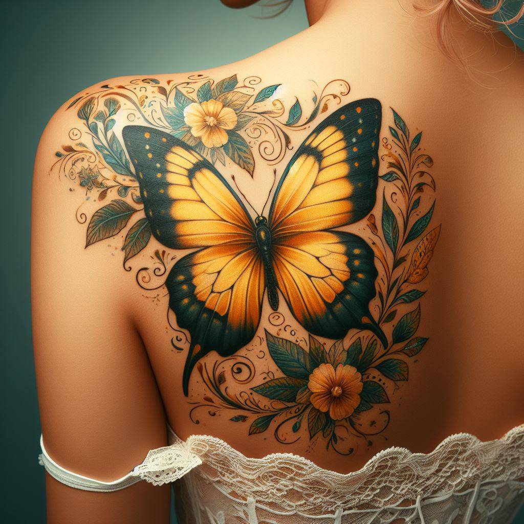Yellow Butterfly Tattoo 12