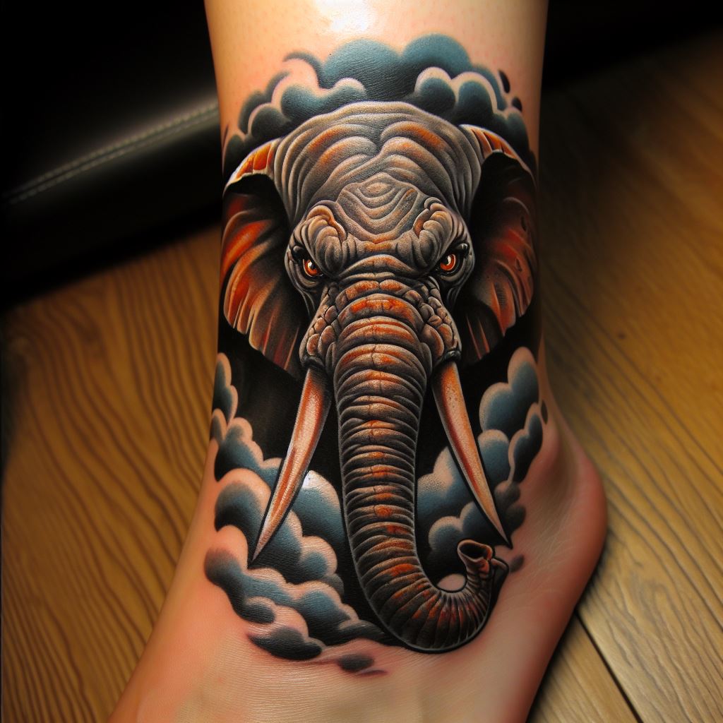 Angry Elephant Tattoo 16