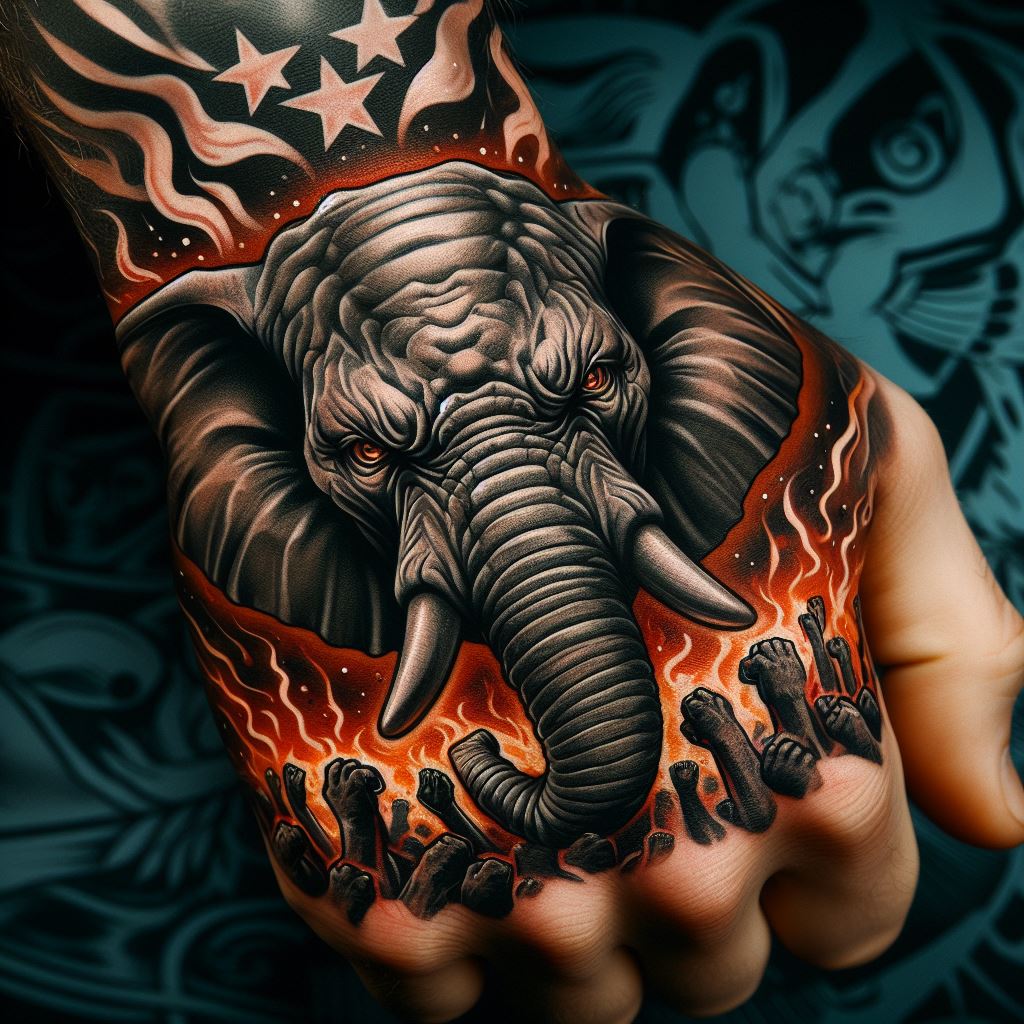 Angry Elephant Tattoo 2