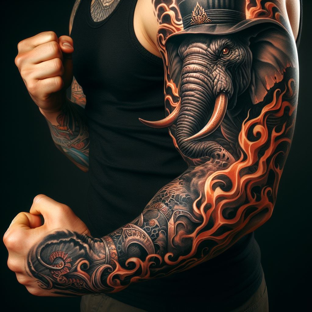 Angry Elephant Tattoo 5