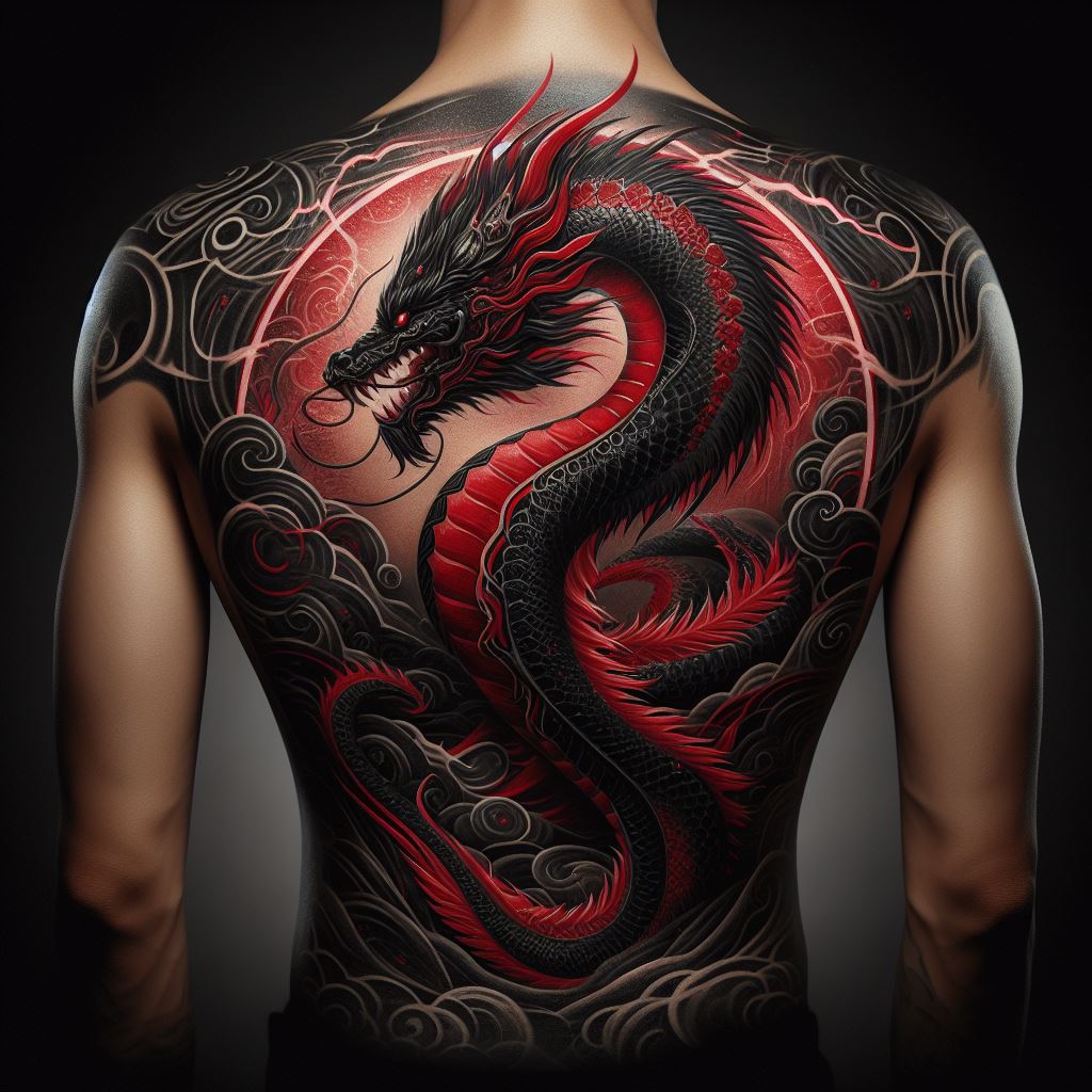 Black Red Dragon Tattoo 10