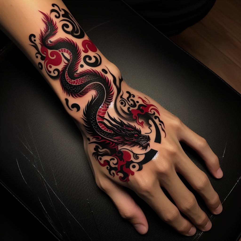 Black Red Dragon Tattoo 2
