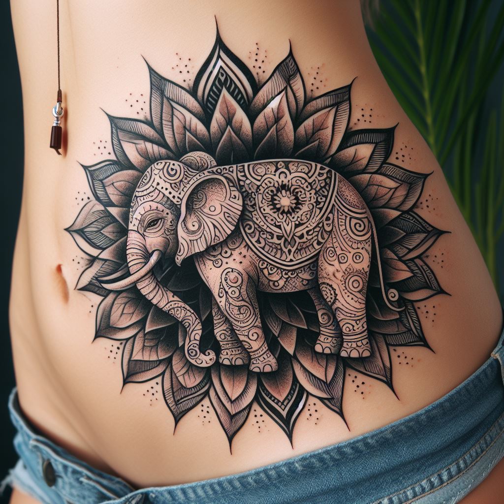 Mandala Elephant Tattoo 13