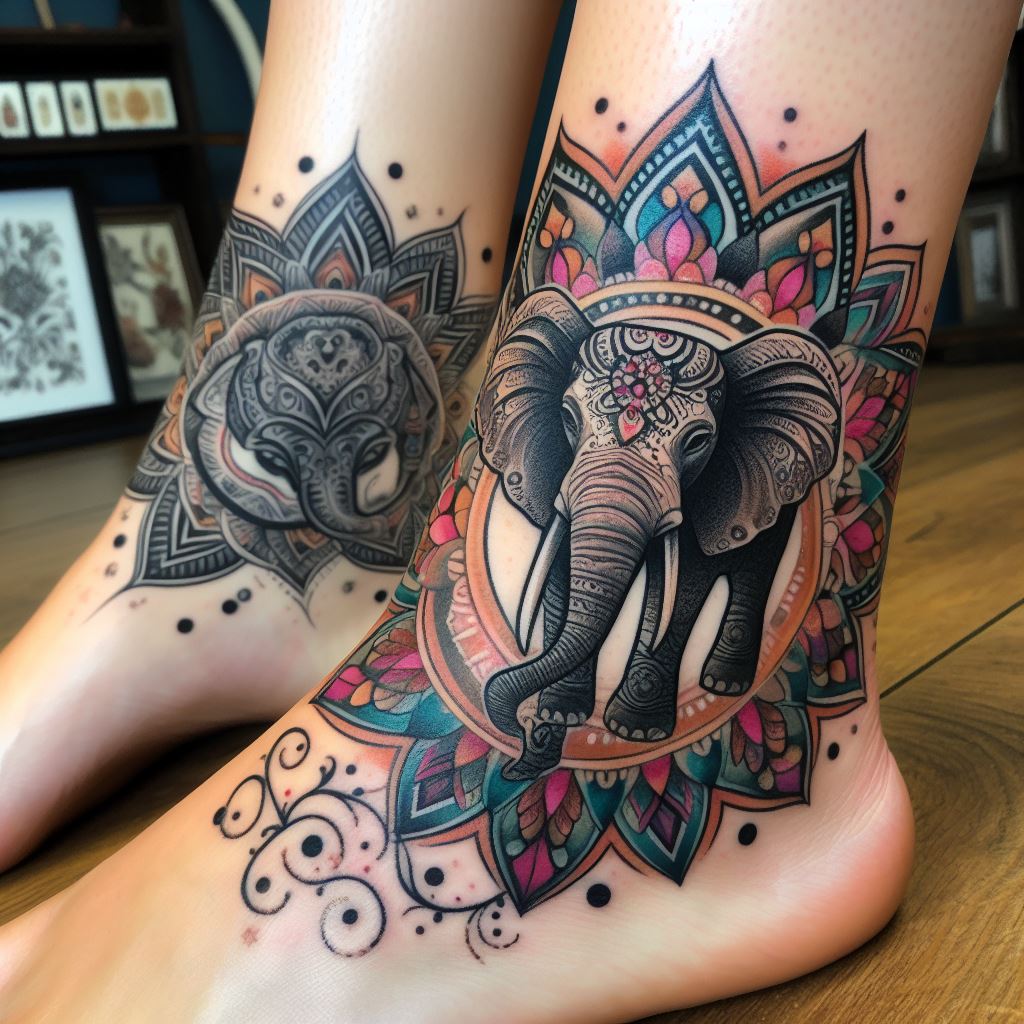 Mandala Elephant Tattoo 16