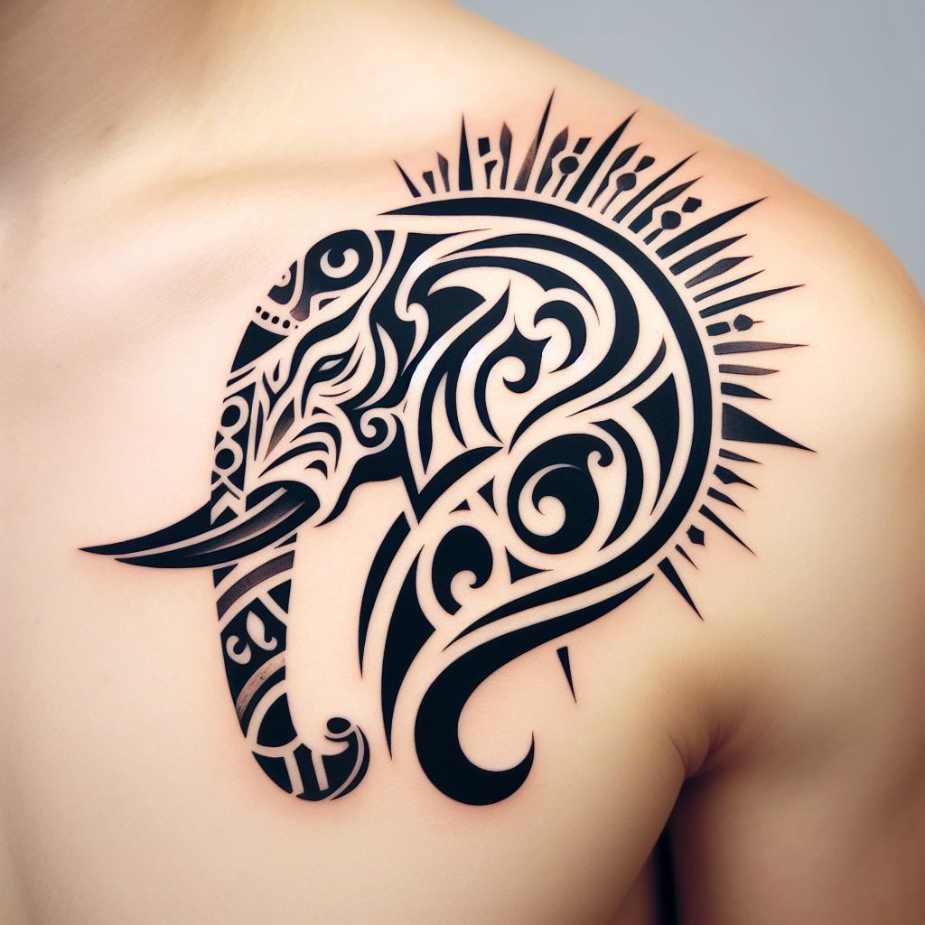 Tribal Elephant Tattoo 7