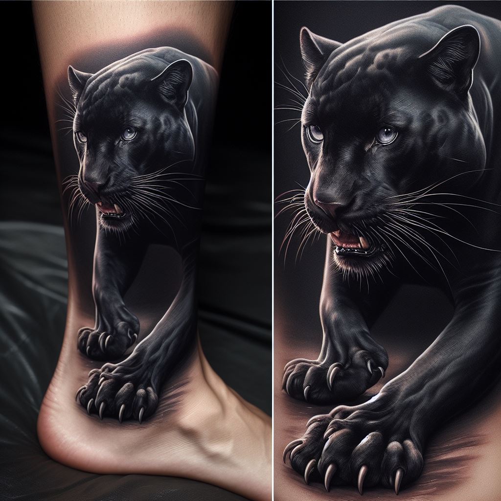 Realistic Black Panther Tattoo 6