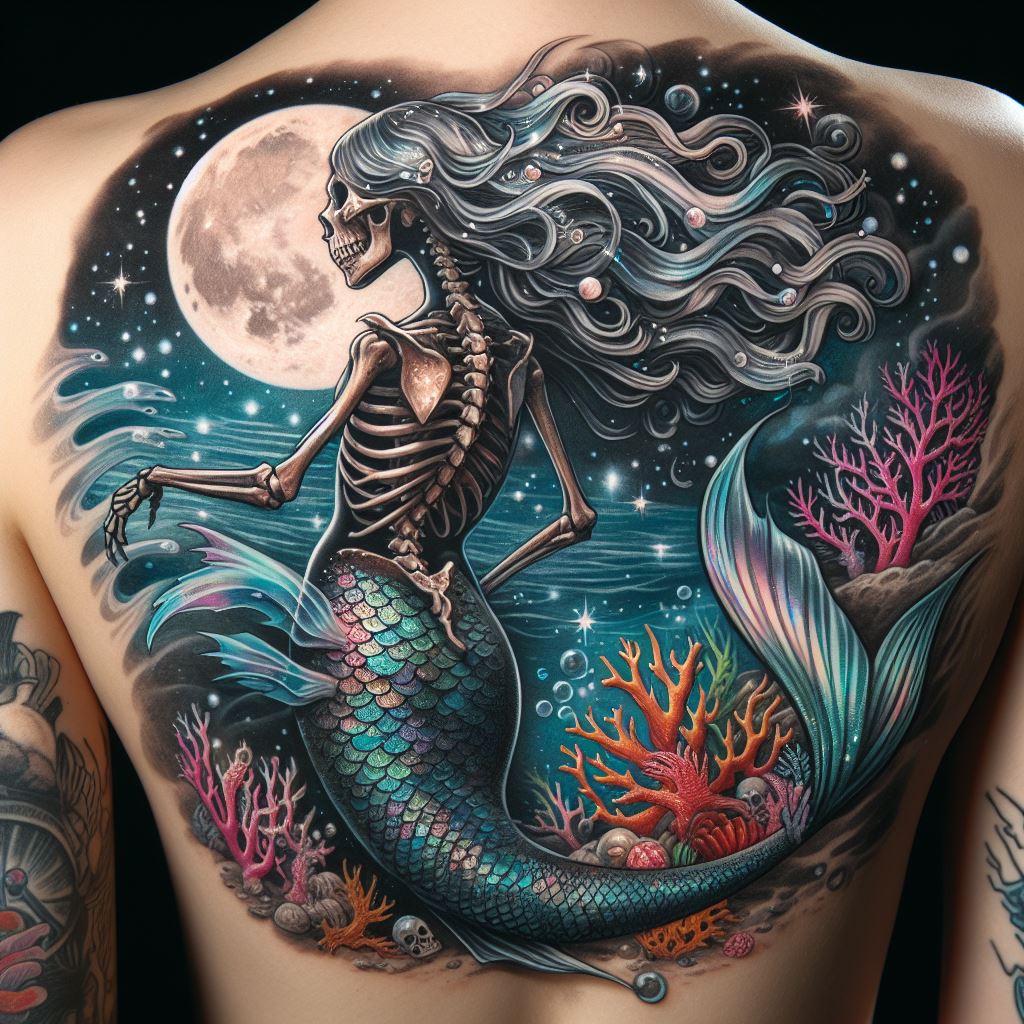 Skeleton Mermaid Tattoo 10