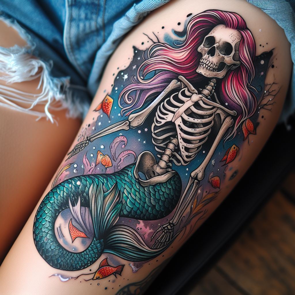 Skeleton Mermaid Tattoo 5