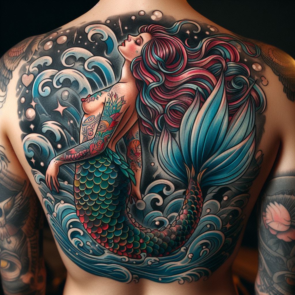 Traditional Mermaid Tattoo 9