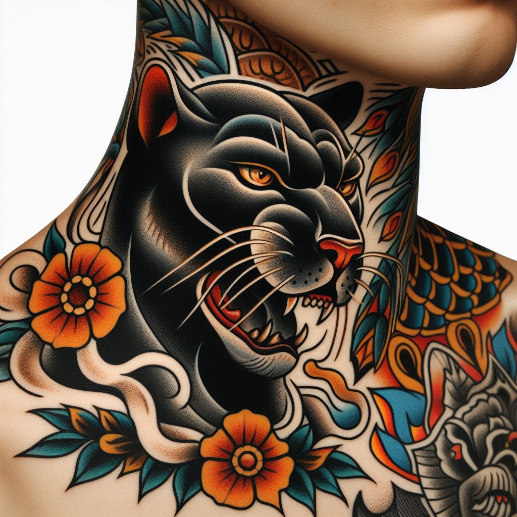 Traditional Panther Tattoo 13