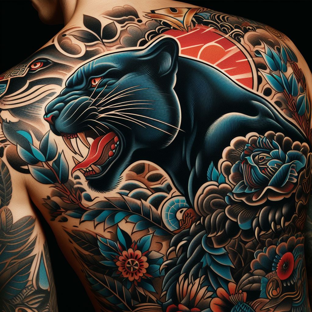 Traditional Panther Tattoo 9