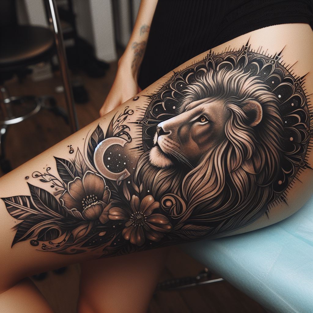 Women’s Feminine Lion Tattoo 5