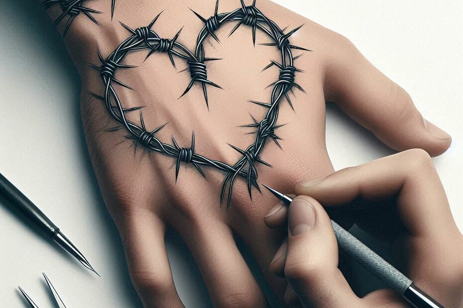 Barbed Wire Heart Tattoo 17