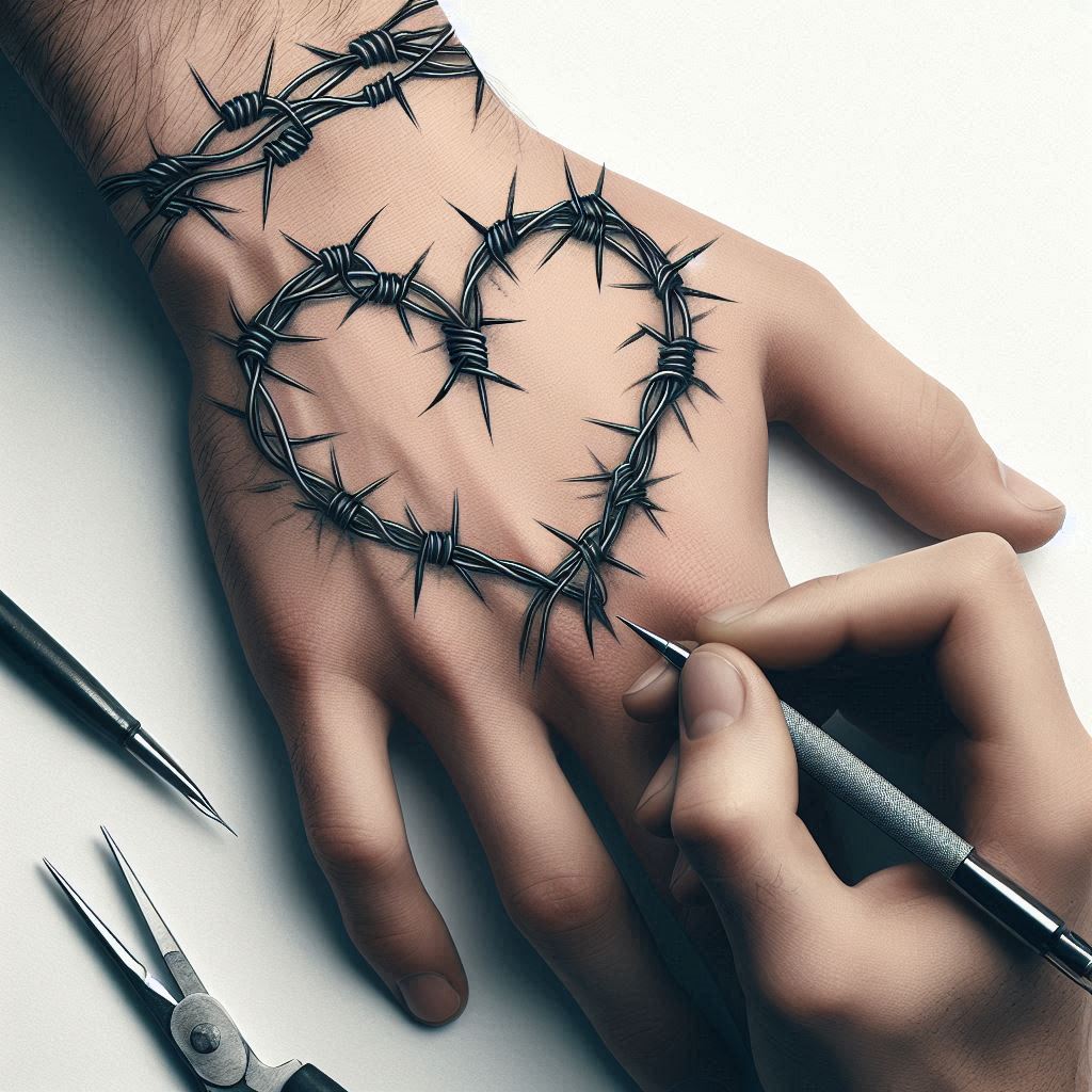 Barbed Wire Heart Tattoo 17