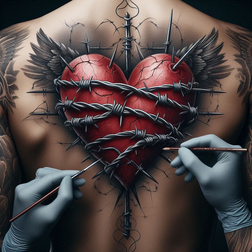 Barbed Wire Heart Tattoo 9