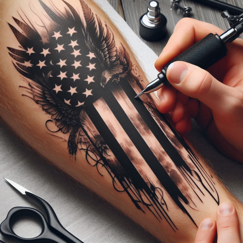 Black American Flag Tattoo 14