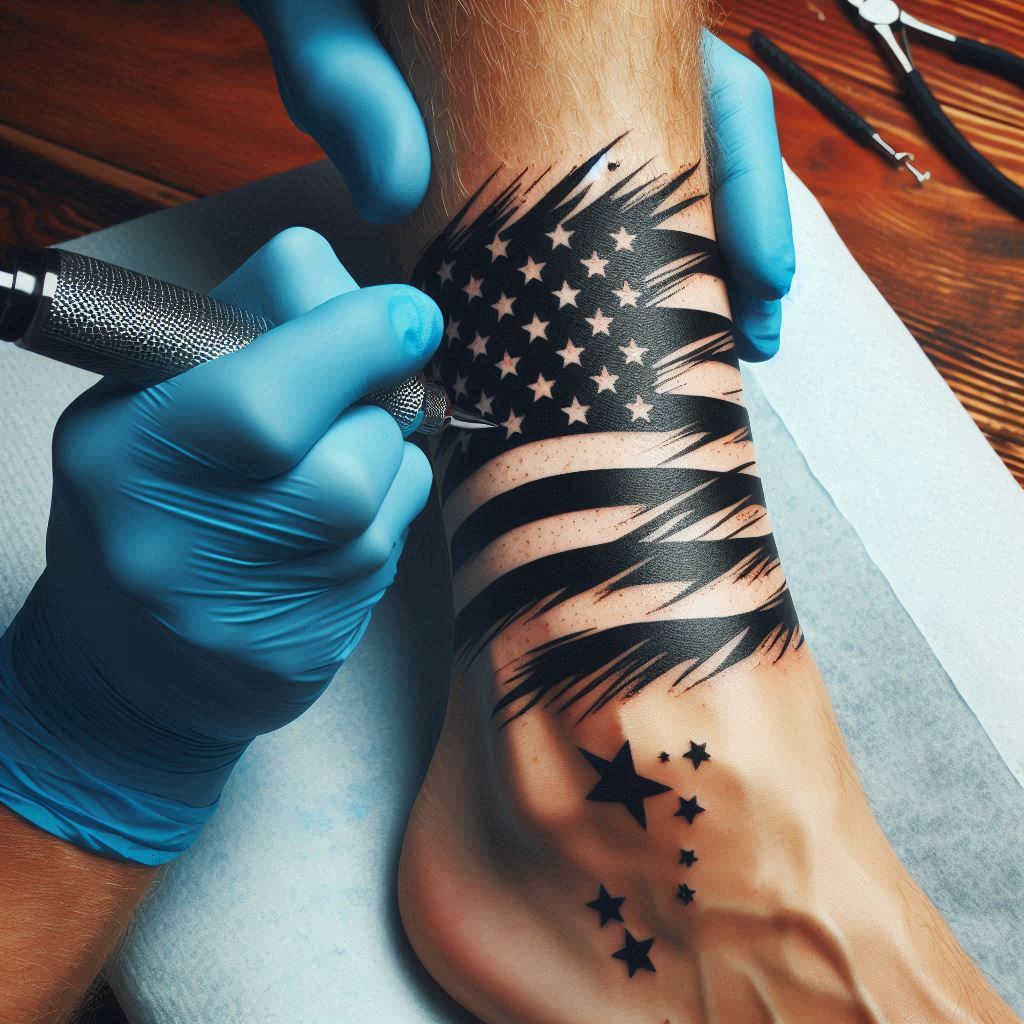 Black American Flag Tattoo 16