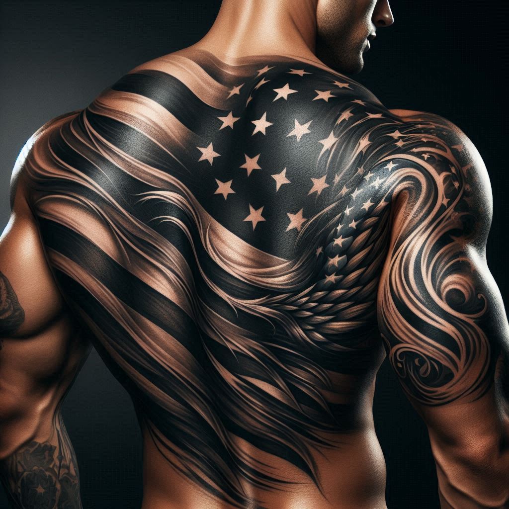 Black American Flag Tattoo 9