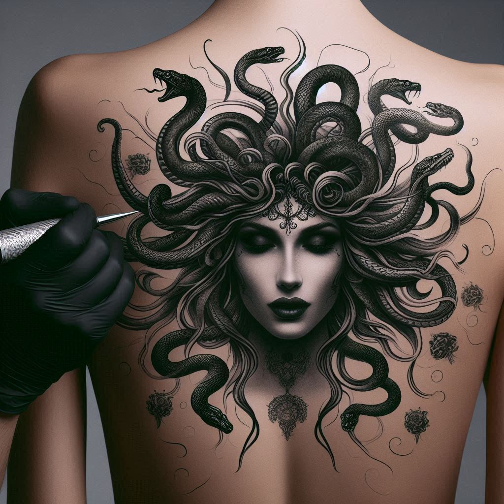 Black Medusa Tattoo 9