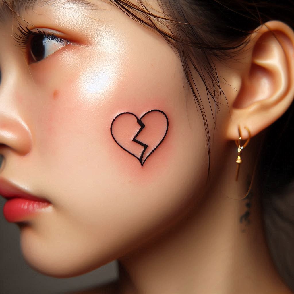 Broken Heart Face Tattoo 2