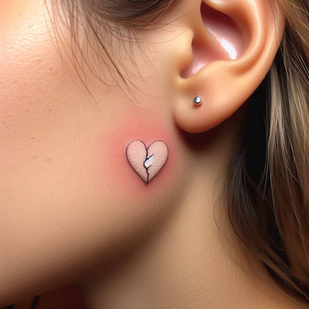 Broken Heart Face Tattoo 4