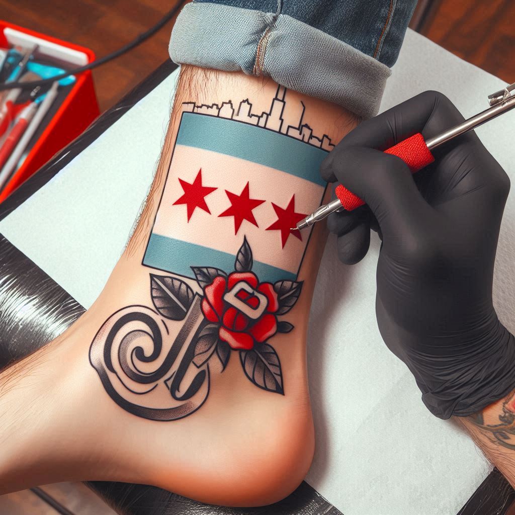 Chicago Flag Tattoo 15