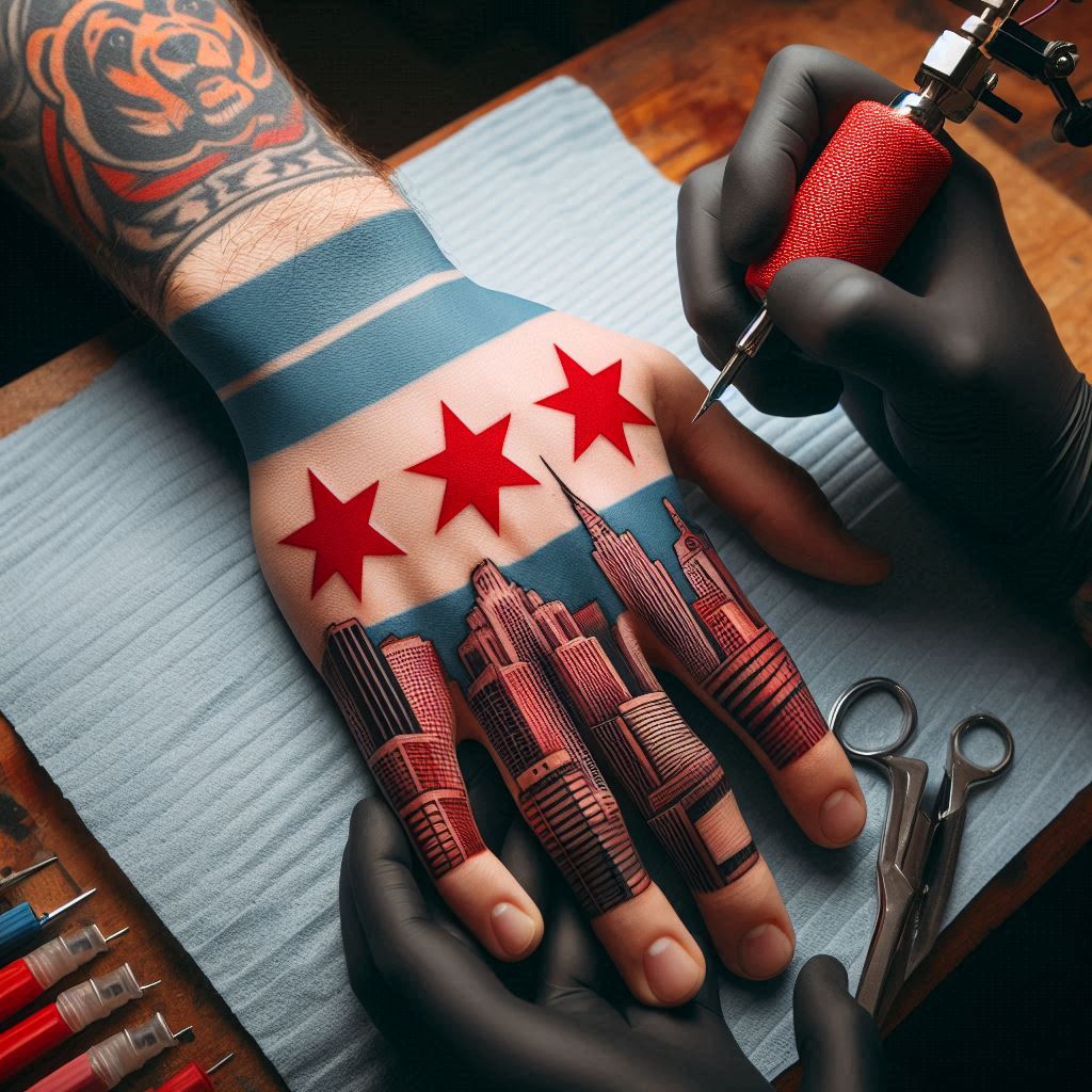 Chicago Flag Tattoo 2