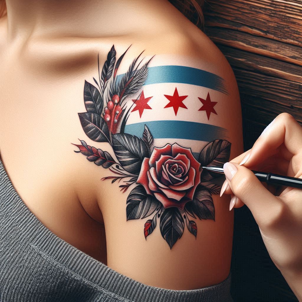 Chicago Flag Tattoo 6