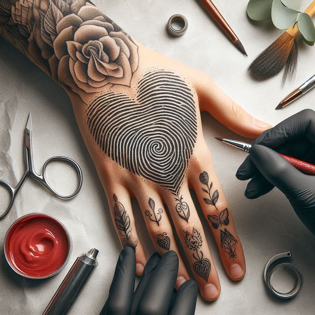 Fingerprint Heart Tattoo 17