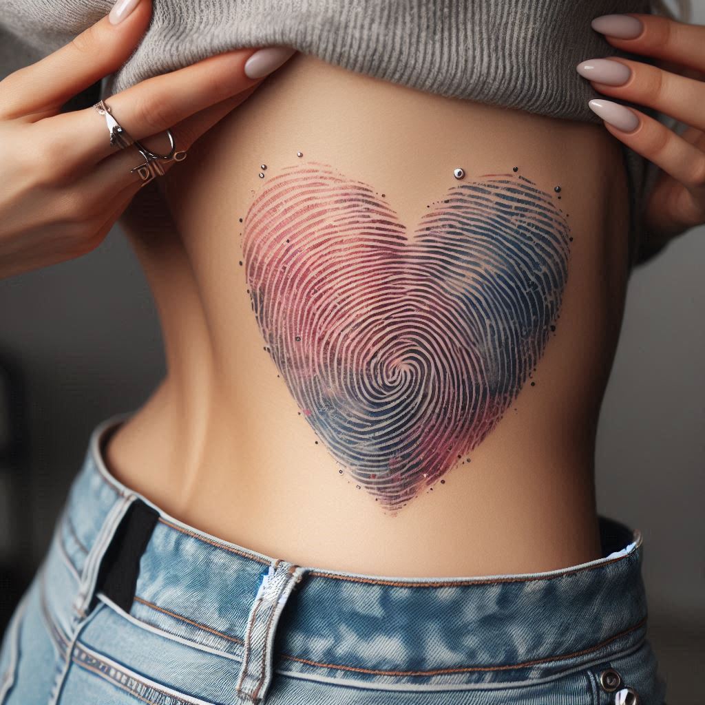 Fingerprint Heart Tattoo 7