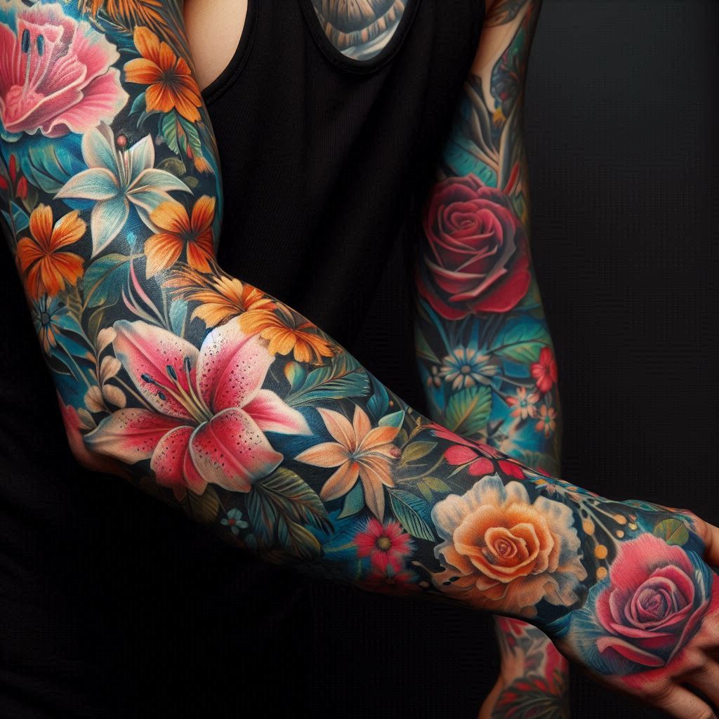 Floral Tattoo Sleeve 4