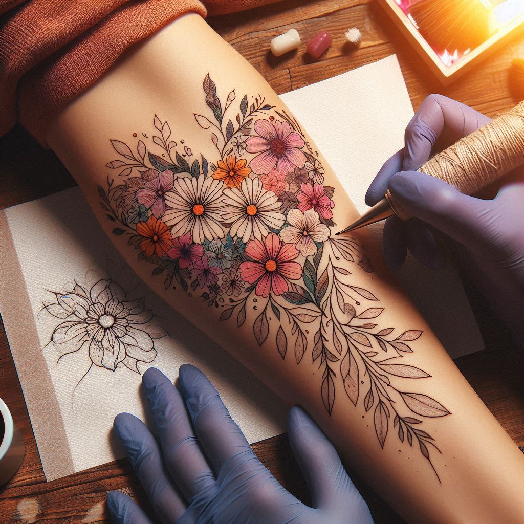 Flower Heart Tattoo 15