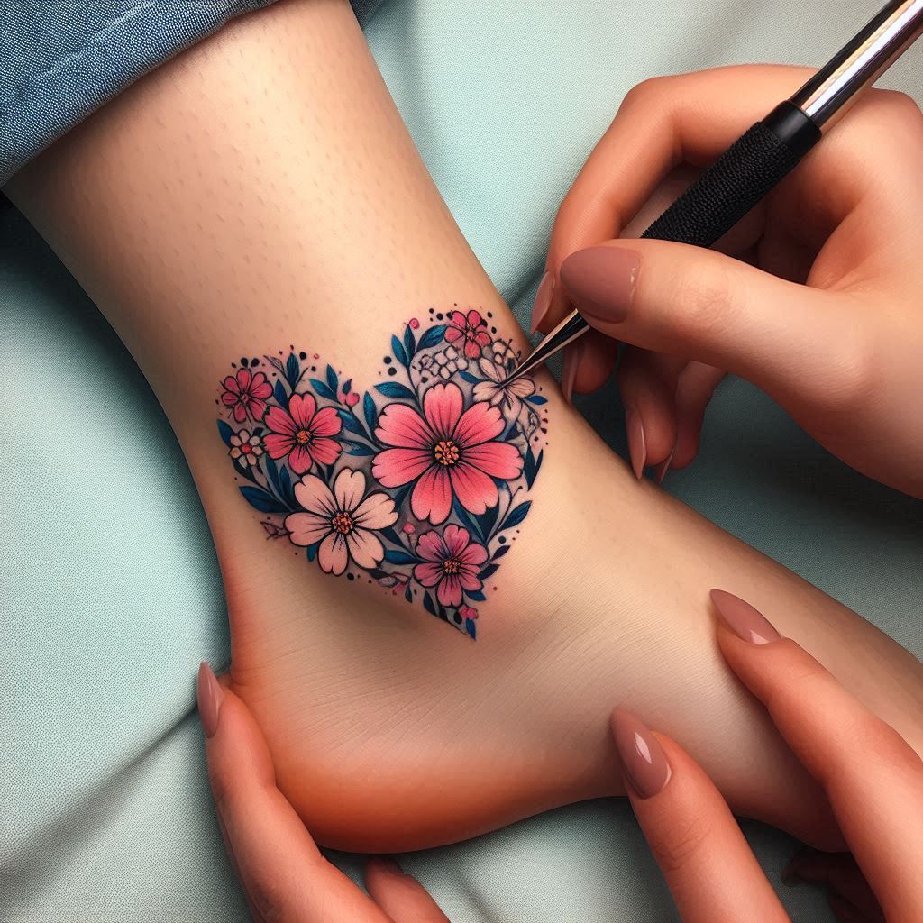 Flower Heart Tattoo 3