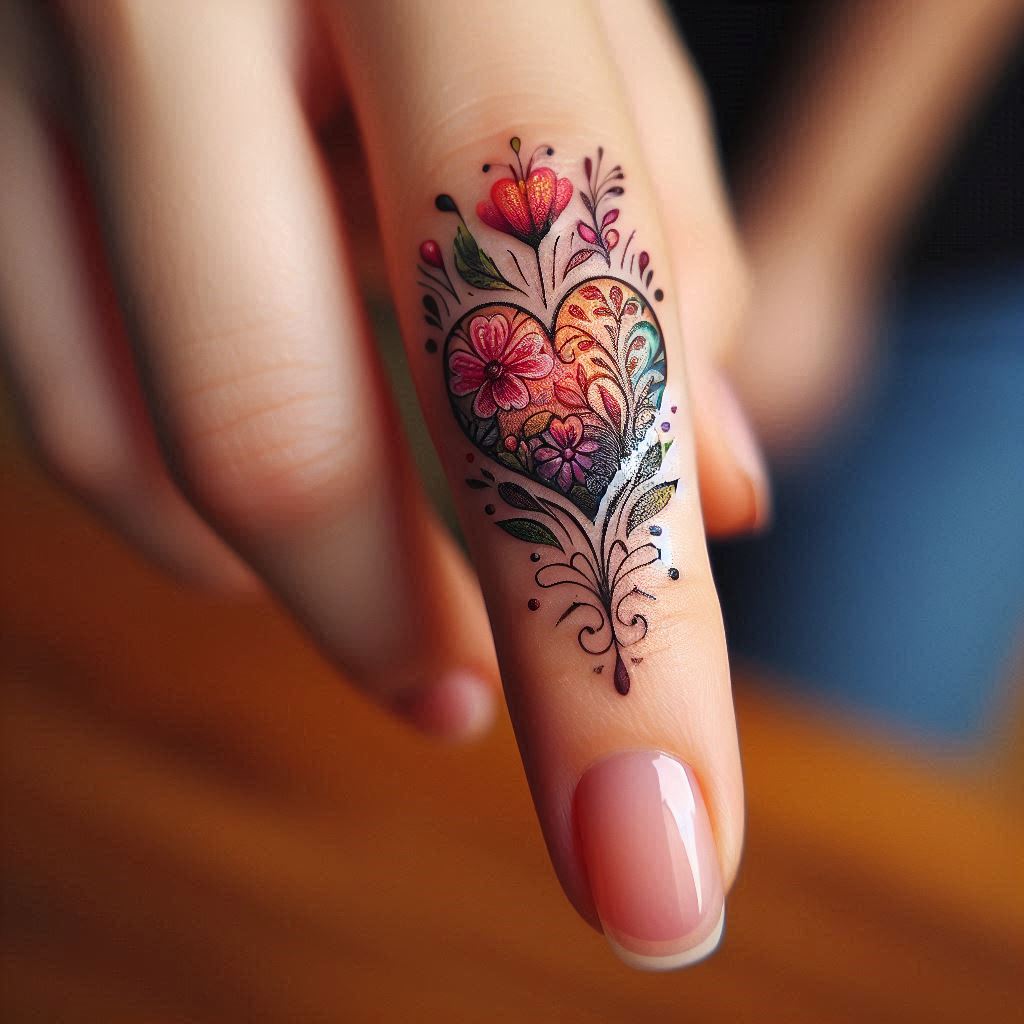 Heart Tattoo on Finger 9