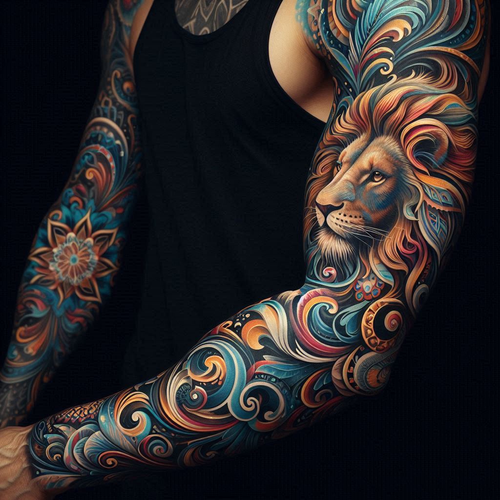 Lion Tattoo Sleeve 2