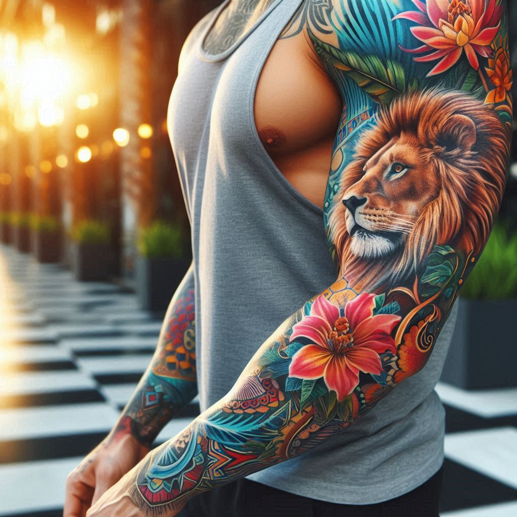 Lion Tattoo Sleeve 6