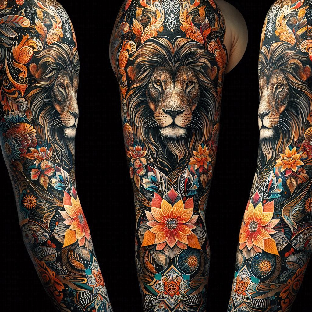 Lion Tattoo Sleeve 9