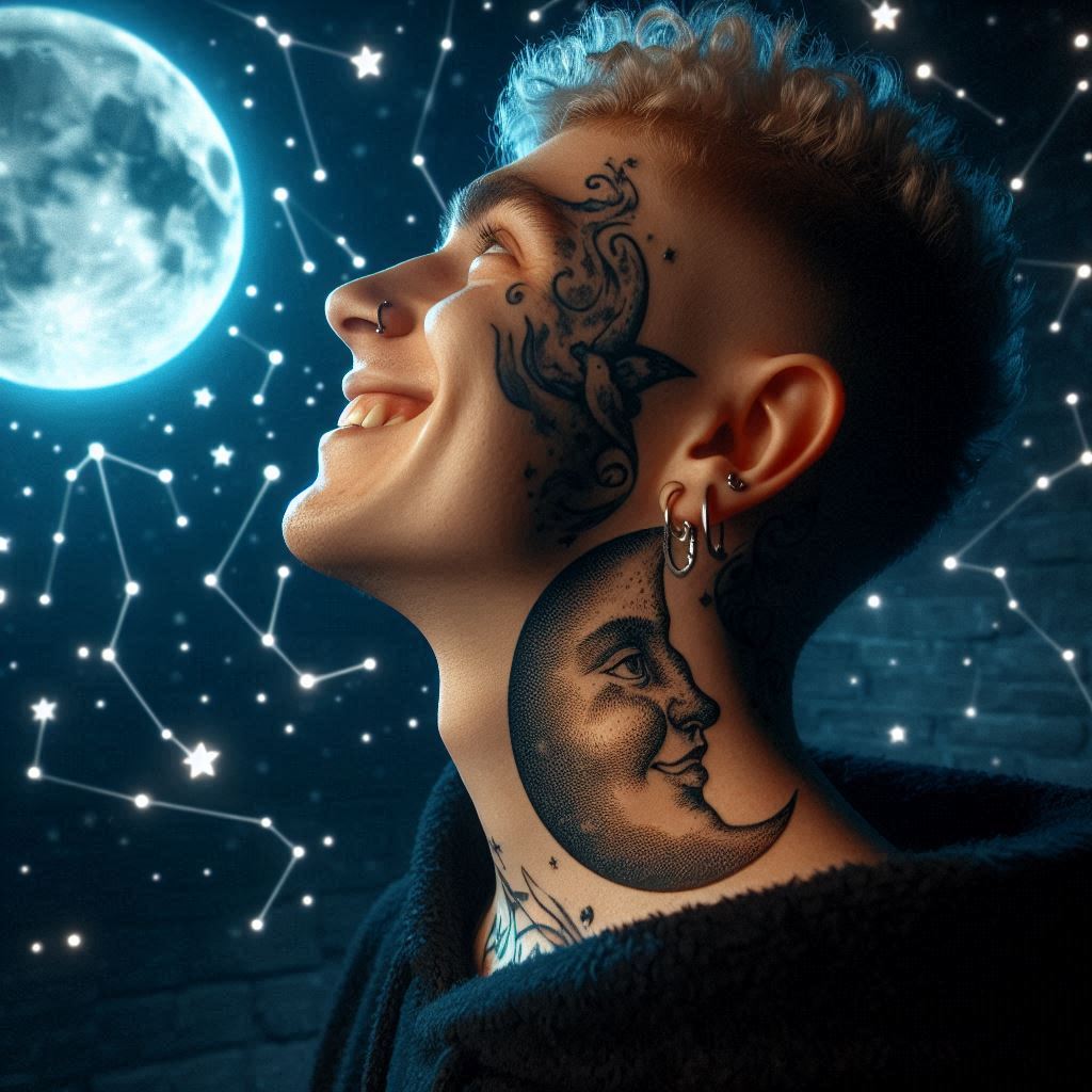 Moon Face Tattoo 7