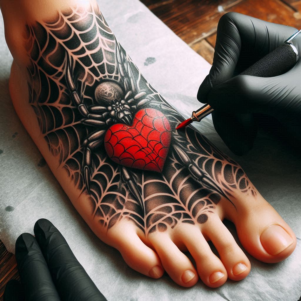 Spider Web Heart Tattoo 18