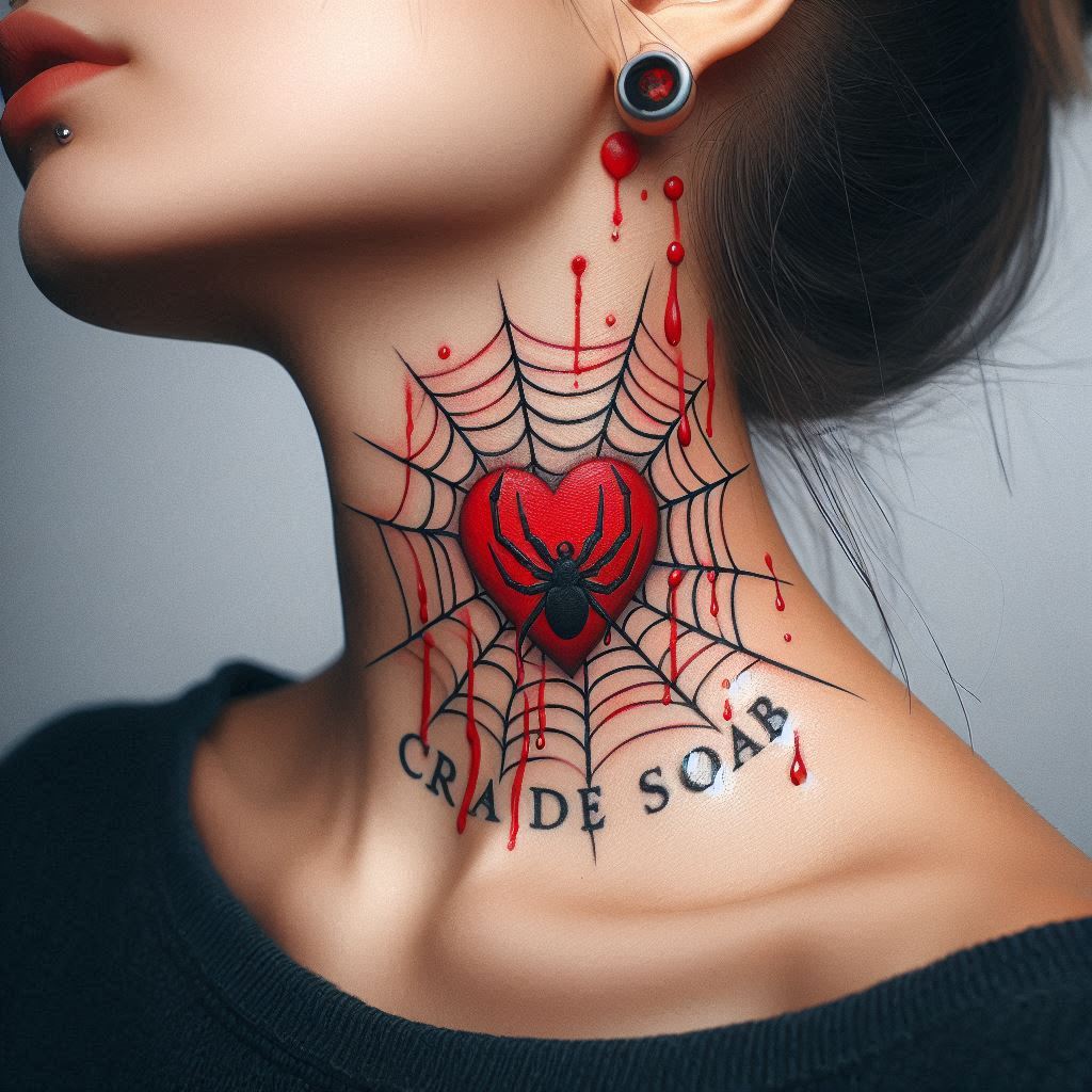 Spider Web Heart Tattoo 7