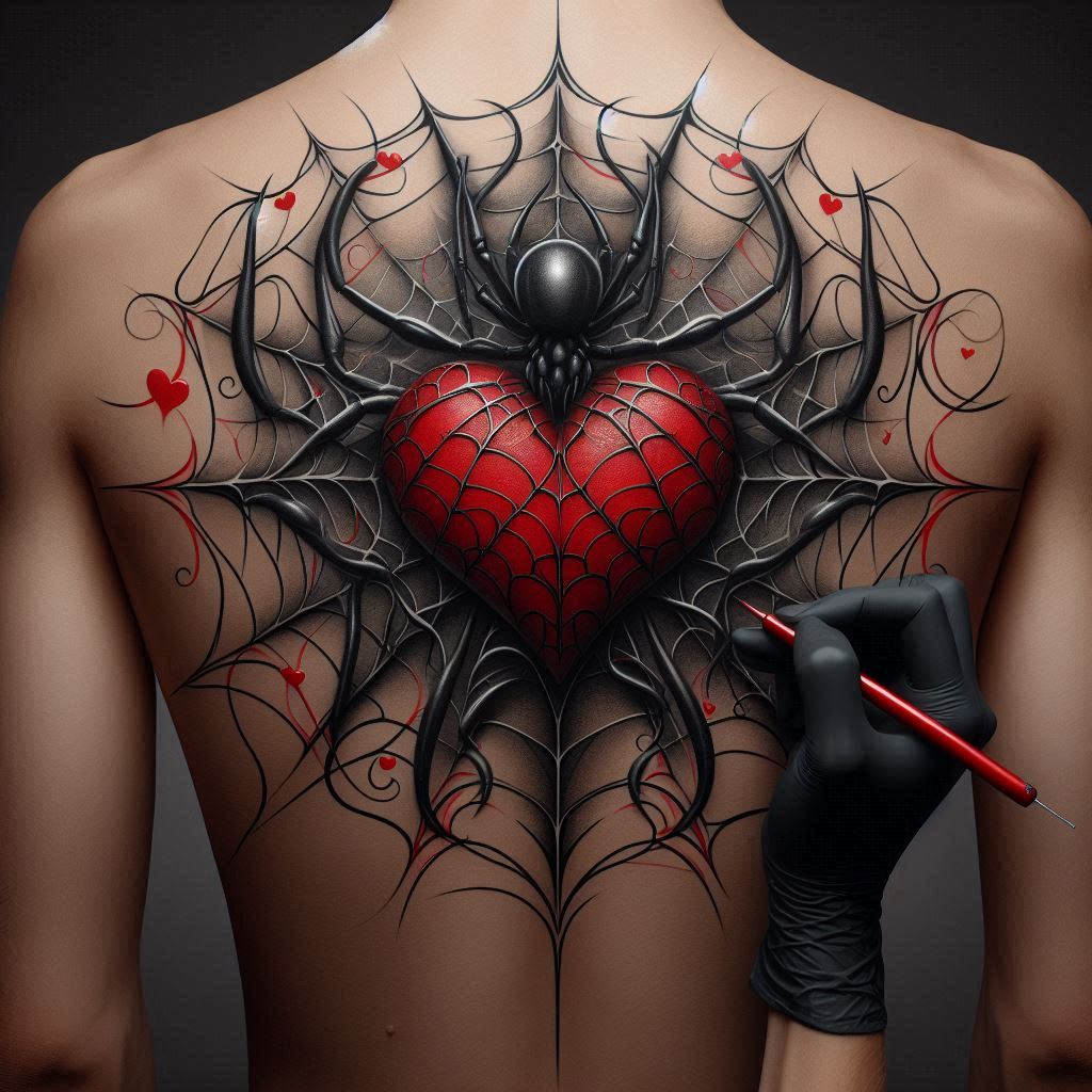 Spider Web Heart Tattoo 9