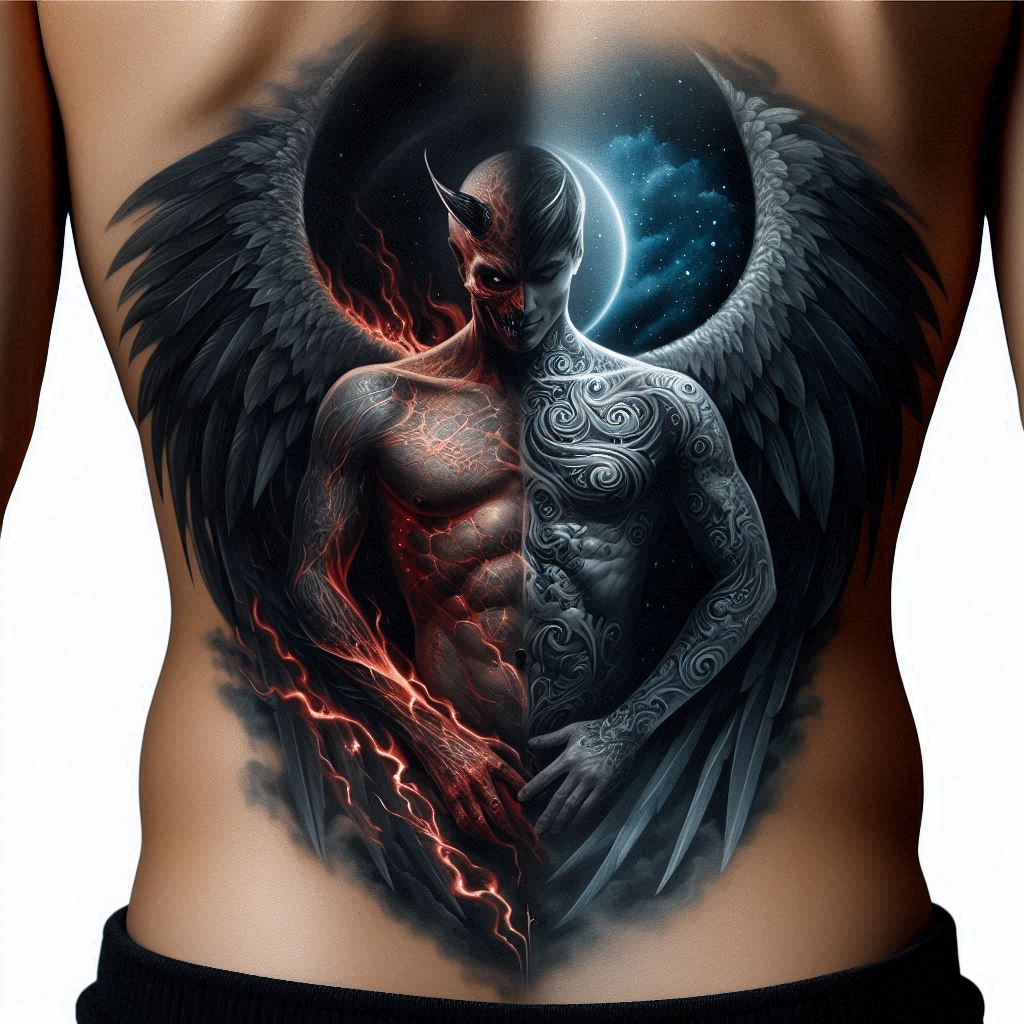 Angel and Devil Tattoo 12