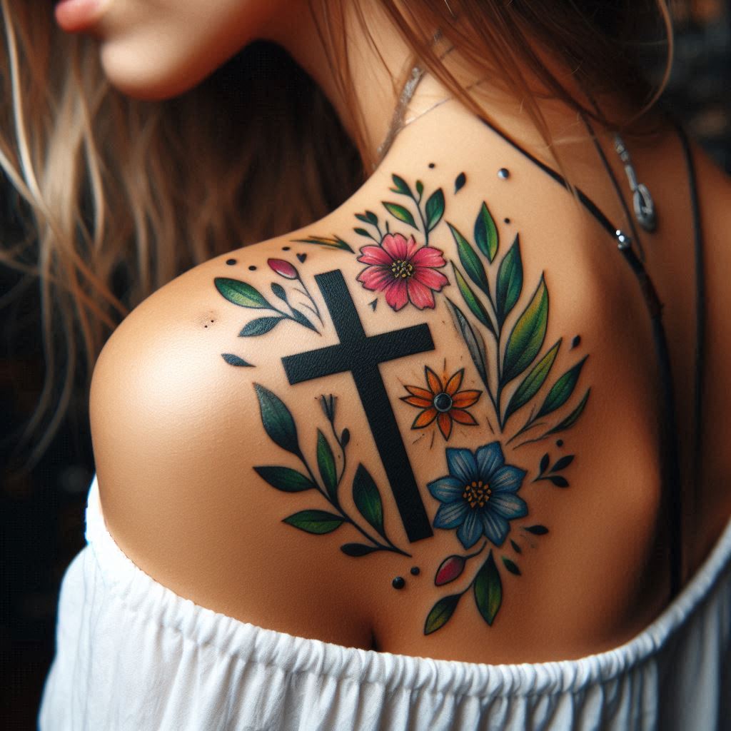 Black cross tattoo 5