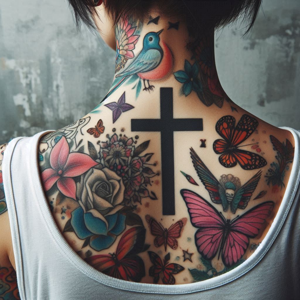 Black cross tattoo 8