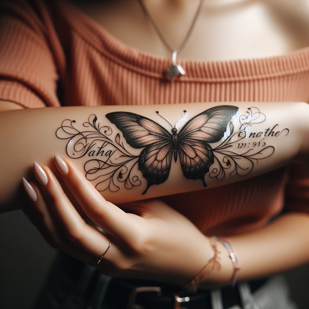 Butterfly Memorial Tattoo 7